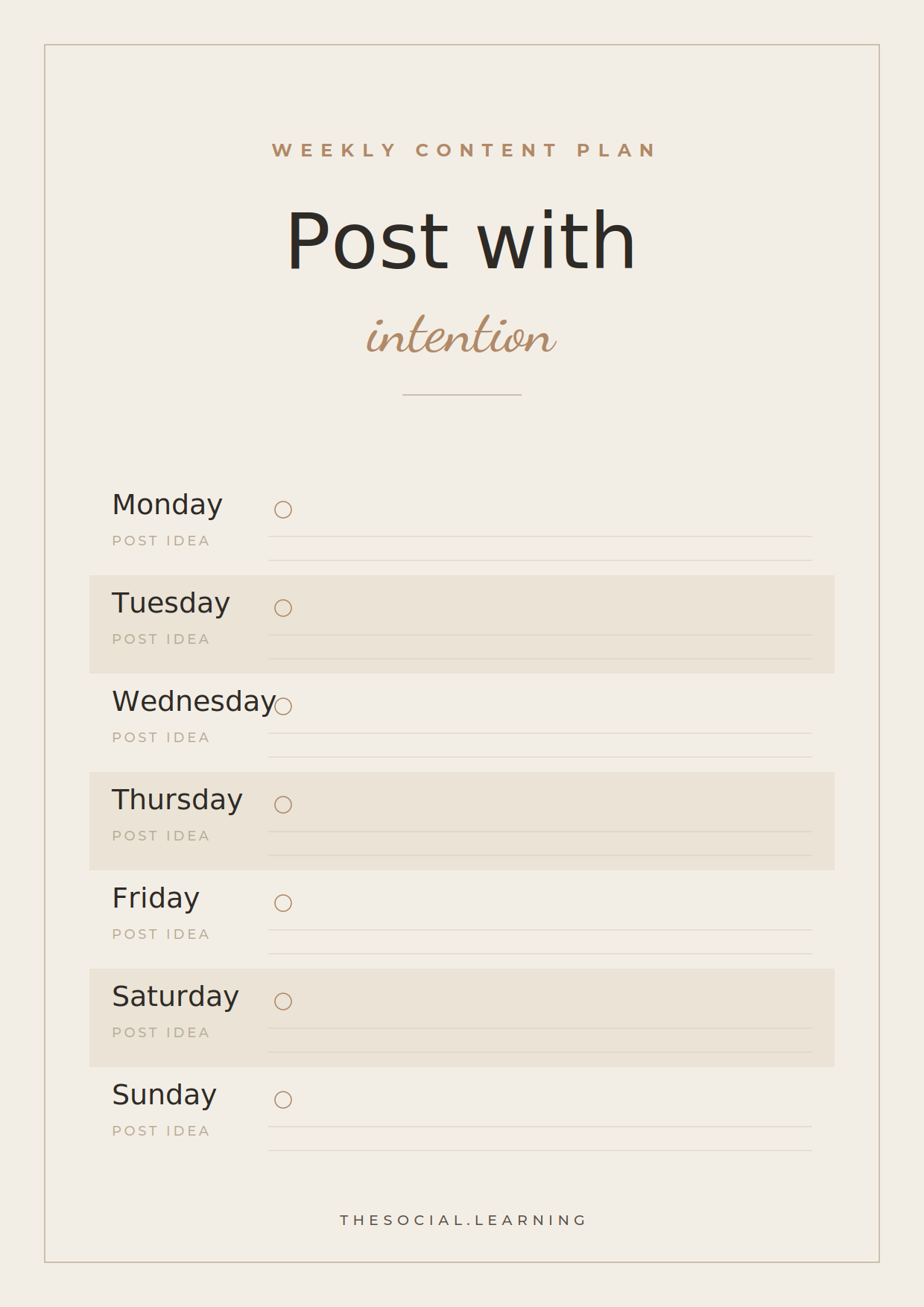 Weekly Content Planner (Printable)